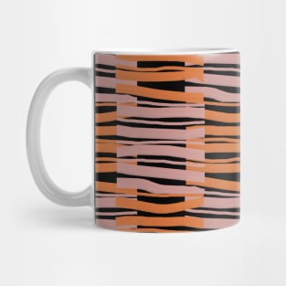 Contemporary Retro Pink Orange and Black Abstract Fibres Pattern Mug